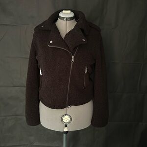 Black Sherpa bomber jacket never worn size S/M
